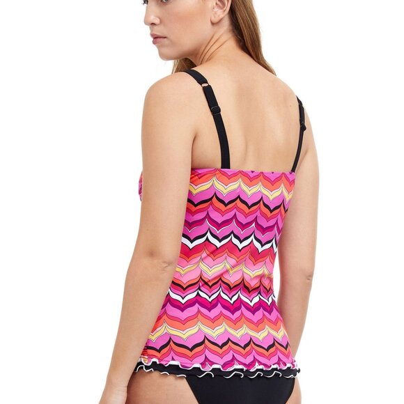 NWT PROFILE BY GOTTEX PALM SPRINGS D-CUP SHIRRED UNDERWIRE TANKINI TOP - Picture 4 of 5